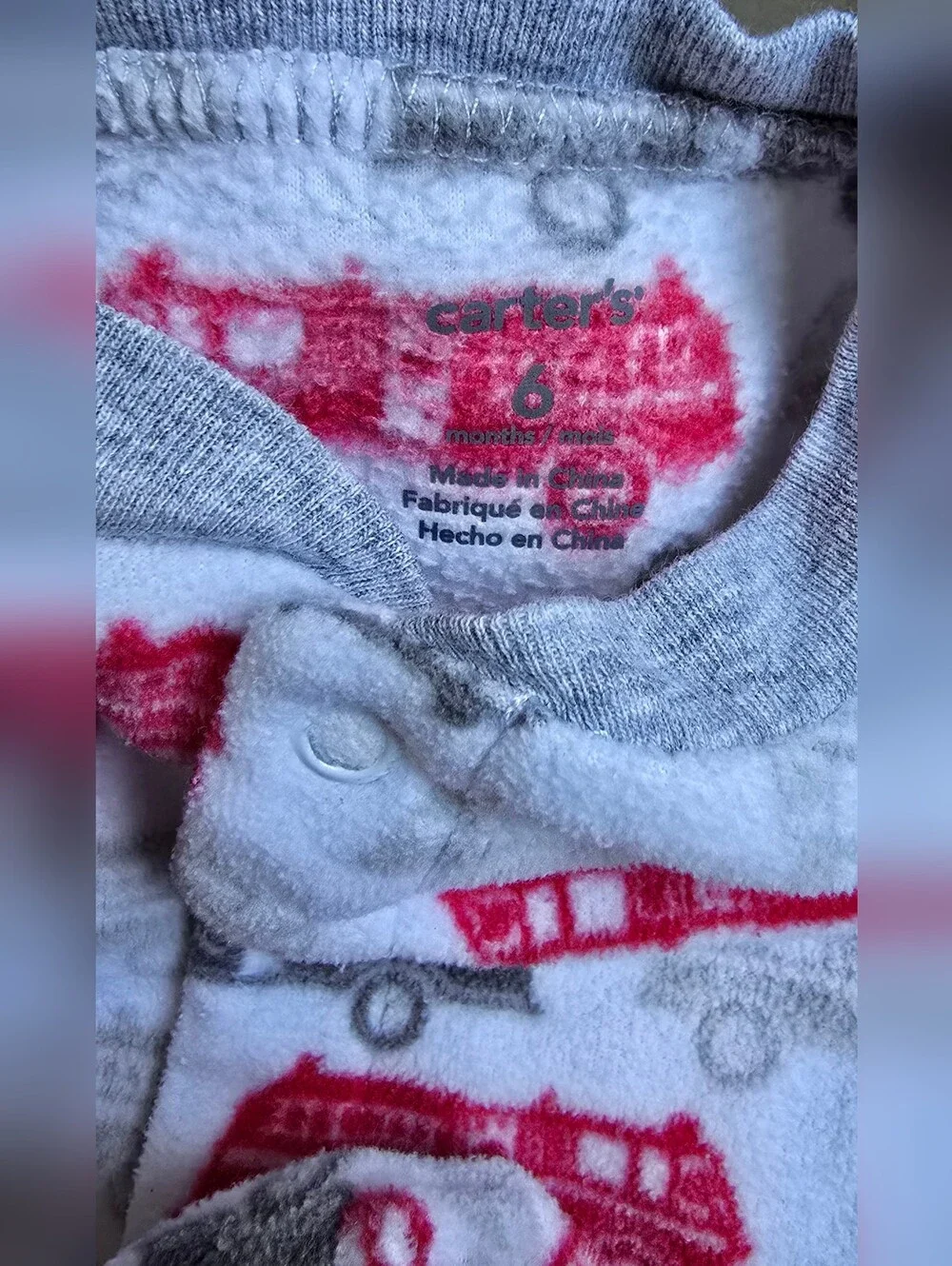 Firetruck Footed Pajamas White Gray Red Carter's